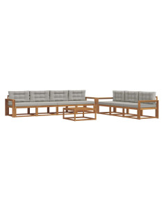 Set di divani da esterno 8 pcs Grigio Naturale e Chiaro 2