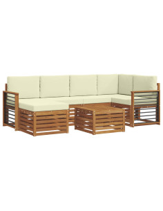 Set divani 7 pcs Naturale e Crema Legno di Acacia Massello 2