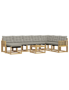 Set di divani da esterno 9 pcs Bianco e Grigio Chiaro 2