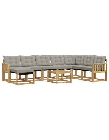 Set di divani da esterno 9 pcs Bianco e Grigio Chiaro