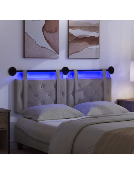 Testiera sospesa Con luce LED Grigio Chiaro Velluto