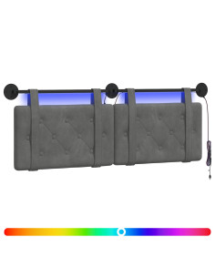 Testiera sospesa Con luce LED Grigio Scuro Velluto 2