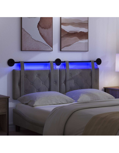 Testiera sospesa Con luce LED Grigio Scuro Velluto