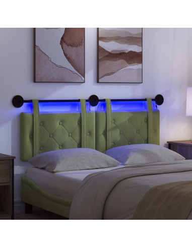 Testiera sospesa Con luce LED Verde chiaro Velluto