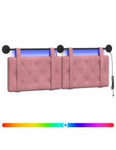 Testiera sospesa Con luce LED Rosa Velluto 2