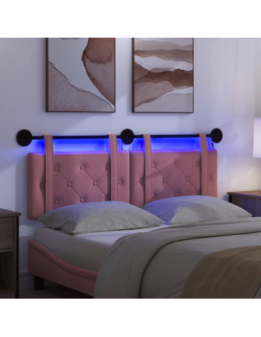 Testiera sospesa Con luce LED Rosa Velluto