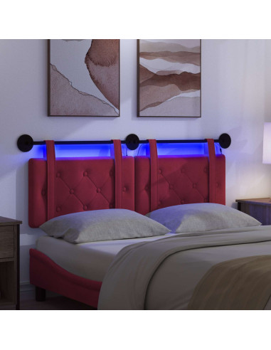 Testiera sospesa Con luce LED Rosso Vino Velluto
