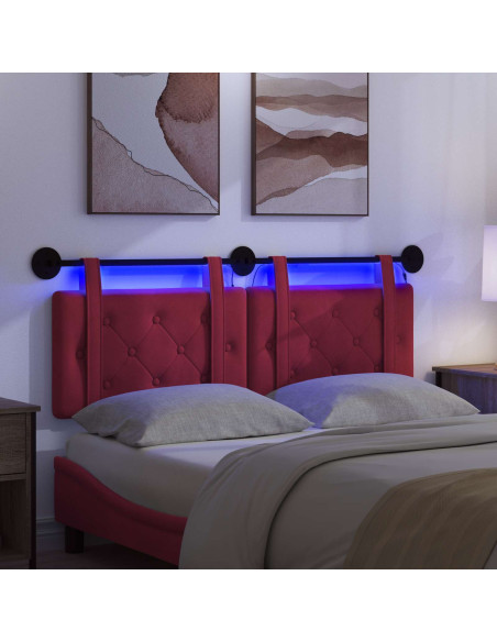 Testiera sospesa Con luce LED Rosso Vino Velluto