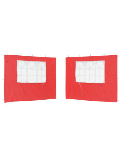 Parete per tenda da festa 2 pcs 300 x 195 cm Rosso PE e Acciaio 2
