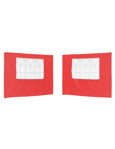 Parete per tenda da festa 2 pcs 300 x 195 cm Rosso PE e Acciaio