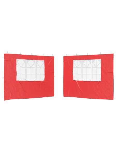 Parete per tenda da festa 2 pcs 300 x 195 cm Rosso PE e Acciaio