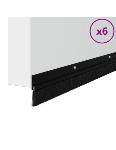 Spazzole per porte a vite 6 pcs Nero 100 cm Lega di alluminio
