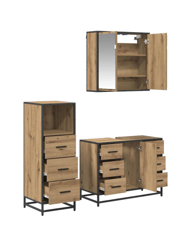 Set di mobili per il bagno con porta 3 pcs rovere artigianale