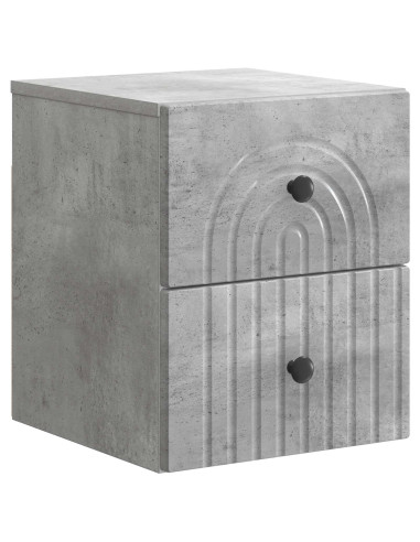 Mobiletto da notte a muro con cassetto 2 pcs Grigio Cemento