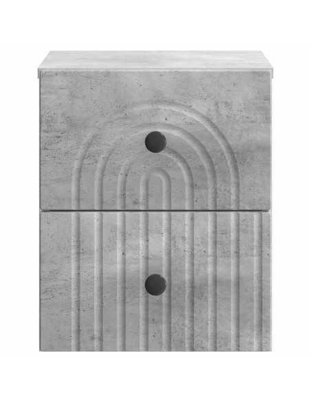 Mobiletto da notte a muro con cassetto 2 pcs Grigio Cemento