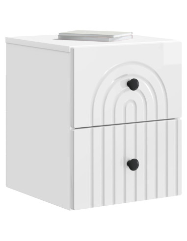 Mobiletto da notte a muro 2 pcs Bianco Lucido 33 x 34,5 x 40 cm