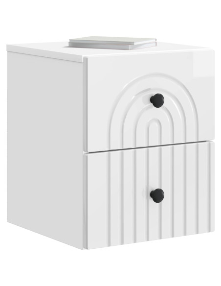 Mobiletto da notte a muro 2 pcs Bianco Lucido 33 x 34,5 x 40 cm