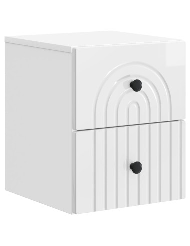 Mobiletto da notte a muro 2 pcs Bianco Lucido 33 x 34,5 x 40 cm