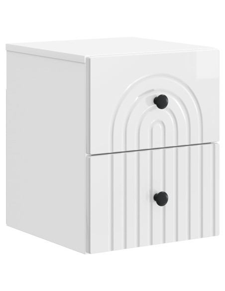 Mobiletto da notte a muro 2 pcs Bianco Lucido 33 x 34,5 x 40 cm