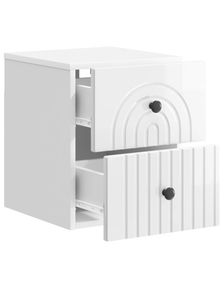 Mobiletto da notte a muro 2 pcs Bianco Lucido 33 x 34,5 x 40 cm
