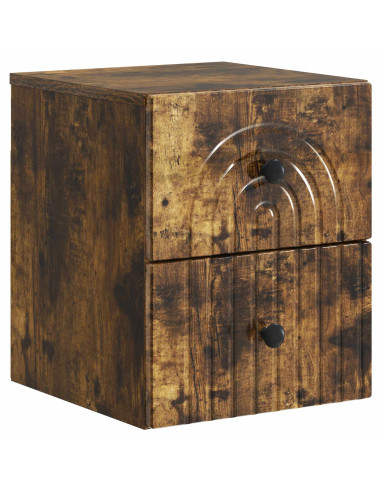 Mobiletto da notte a muro 2 pcs Rovere Fumo 33 x 34,5 x 40 cm