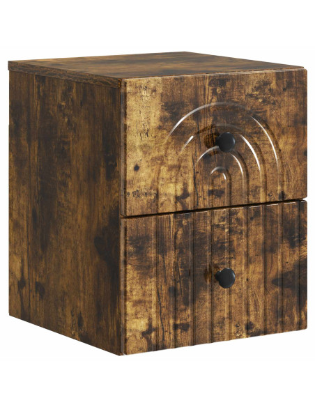 Mobiletto da notte a muro 2 pcs Rovere Fumo 33 x 34,5 x 40 cm