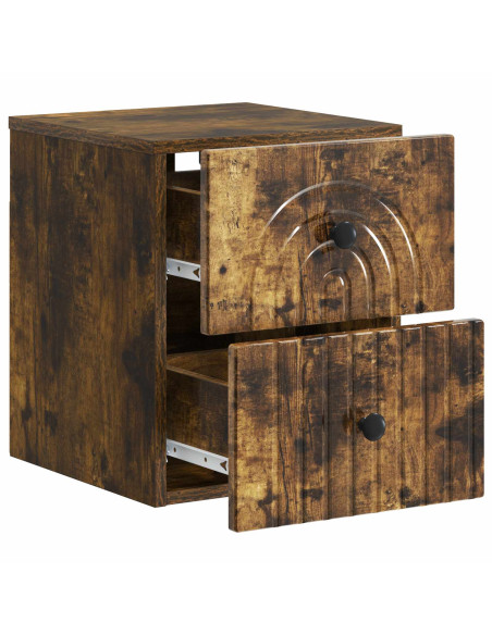 Mobiletto da notte a muro 2 pcs Rovere Fumo 33 x 34,5 x 40 cm