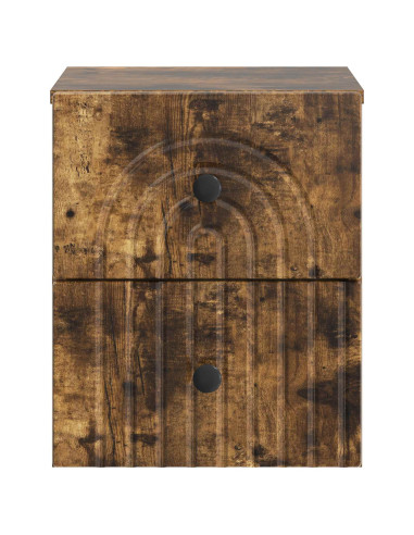 Mobiletto da notte a muro 2 pcs Rovere Fumo 33 x 34,5 x 40 cm