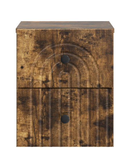 Mobiletto da notte a muro 2 pcs Rovere Fumo 33 x 34,5 x 40 cm