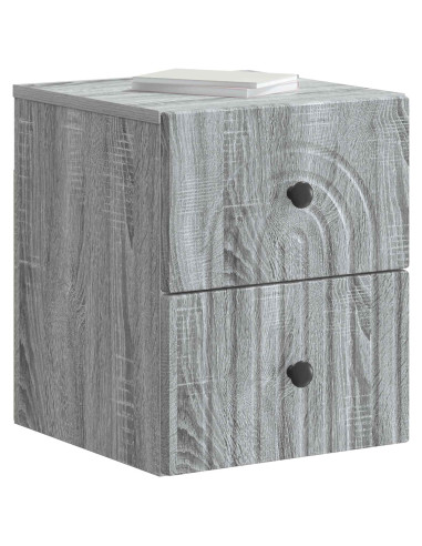Mobiletto da notte a muro Grigio Sonoma 33 x 34,5 x 40 cm
