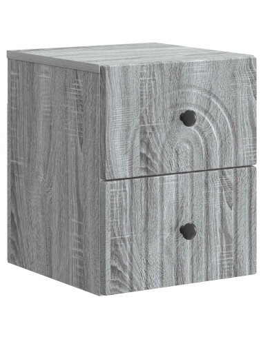 Mobiletto da notte a muro 2 pcs Grigio Sonoma 33 x 34,5 x 40 cm