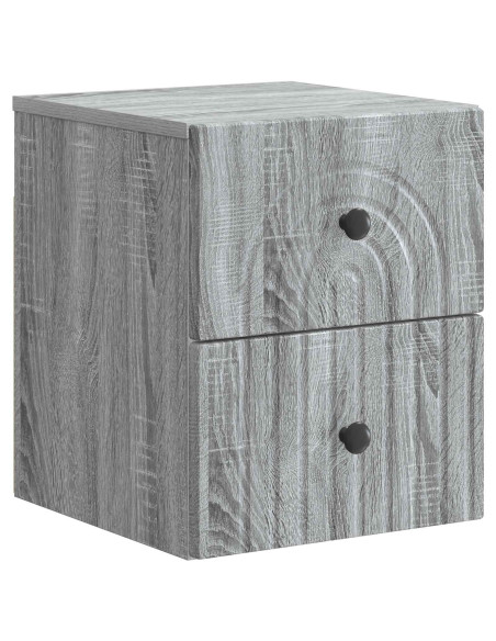 Mobiletto da notte a muro 2 pcs Grigio Sonoma 33 x 34,5 x 40 cm