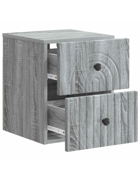 Mobiletto da notte a muro 2 pcs Grigio Sonoma 33 x 34,5 x 40 cm