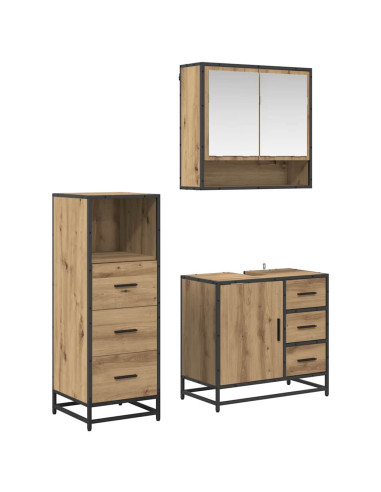 Set di mobili per il bagno con porta 3 pcs rovere artigianale