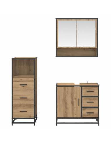 Set di mobili per il bagno con porta 3 pcs rovere artigianale