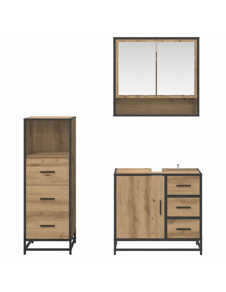 Set di mobili per il bagno con porta 3 pcs rovere artigianale