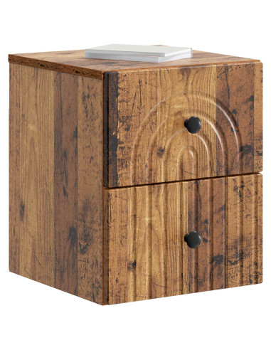 Mobiletto da notte a muro 2 pcs Legno antico 33 x 34,5 x 40 cm