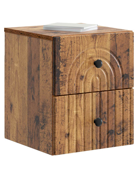 Mobiletto da notte a muro 2 pcs Legno antico 33 x 34,5 x 40 cm