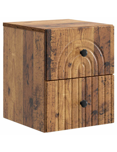 Mobiletto da notte a muro 2 pcs Legno antico 33 x 34,5 x 40 cm