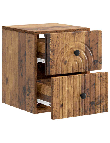 Mobiletto da notte a muro 2 pcs Legno antico 33 x 34,5 x 40 cm