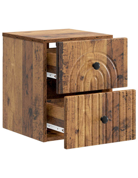 Mobiletto da notte a muro 2 pcs Legno antico 33 x 34,5 x 40 cm