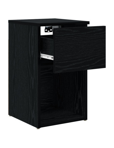 Armadietto per letto Rovere Nero 29 x 31,5 x 49 cm