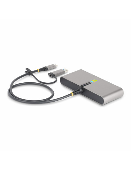StarTech.com Hub USB-C a 2 porte con Ethernet e RS-232, dongle USB-C a USB-A collegato, 100W PD Pass-through, 2x USB-A 5Gbps, Gi