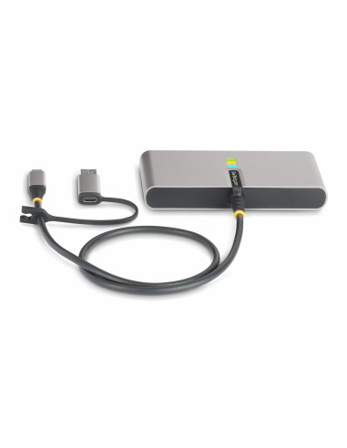 StarTech.com Hub USB-C a 2 porte con Ethernet e RS-232, dongle USB-C a USB-A collegato, 100W PD Pass-through, 2x USB-A 5Gbps, Gi