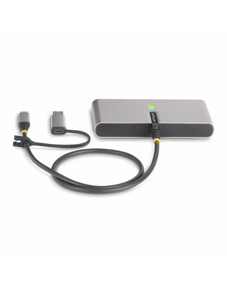 StarTech.com Hub USB-C a 2 porte con Ethernet e RS-232, dongle USB-C a USB-A collegato, 100W PD Pass-through, 2x USB-A 5Gbps, Gi