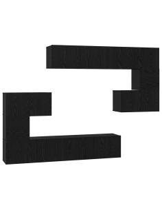 Set mobile TV 8 pcs Rovere Nero Legno multistrato 2
