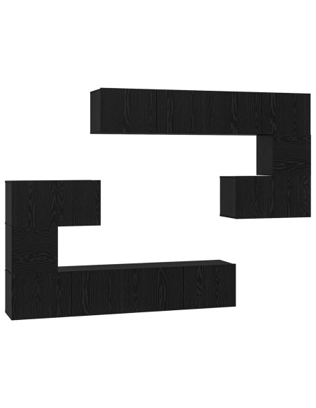 Set mobile TV 8 pcs Rovere Nero Legno multistrato