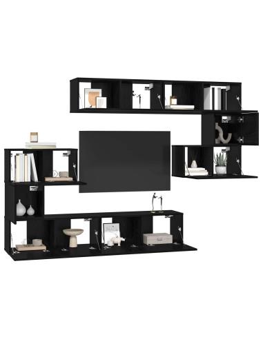 Set mobile TV 8 pcs Rovere Nero Legno multistrato
