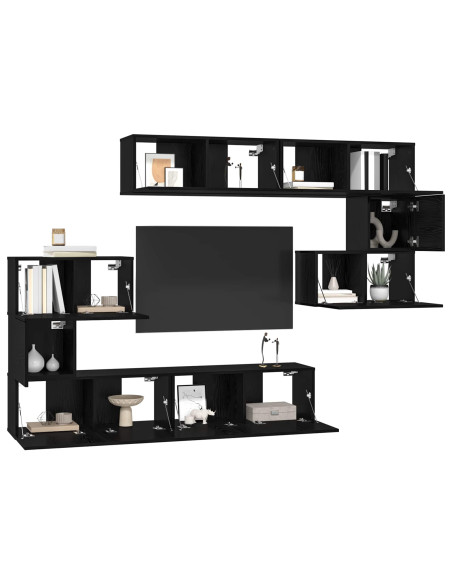 Set mobile TV 8 pcs Rovere Nero Legno multistrato