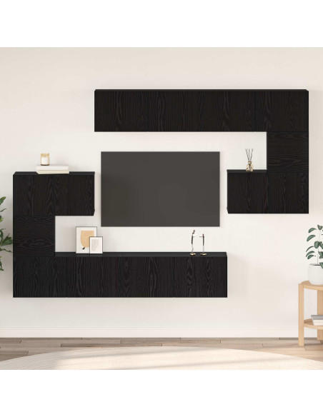 Set mobile TV 8 pcs Rovere Nero Legno multistrato